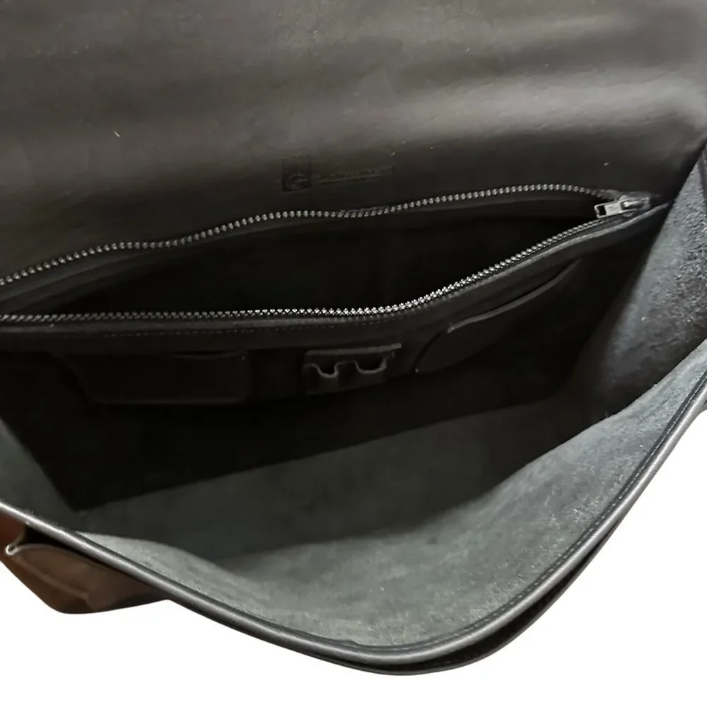 Jack George’s Leather Turnlock Briefcase Travel Bag Messenger Work Bag Black